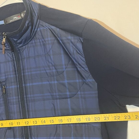 RLX Ralph Lauren Men’s GOLF Hybrid Mockneck Jacket Wool Blend Navy Full Zipper - Picture 9 of 16